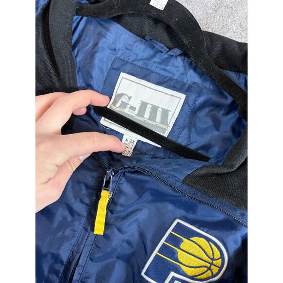 VTG 90s G-III Indiana Pacers Windbreaker Jacket Mens Blue Yellow NBA Sports XL - Picture 10 of 10